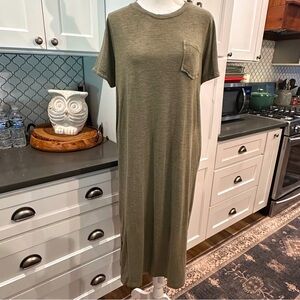 Jessica Simpson Olive Green Casual Short Sleeve Midi T-shirt Dress Size Large